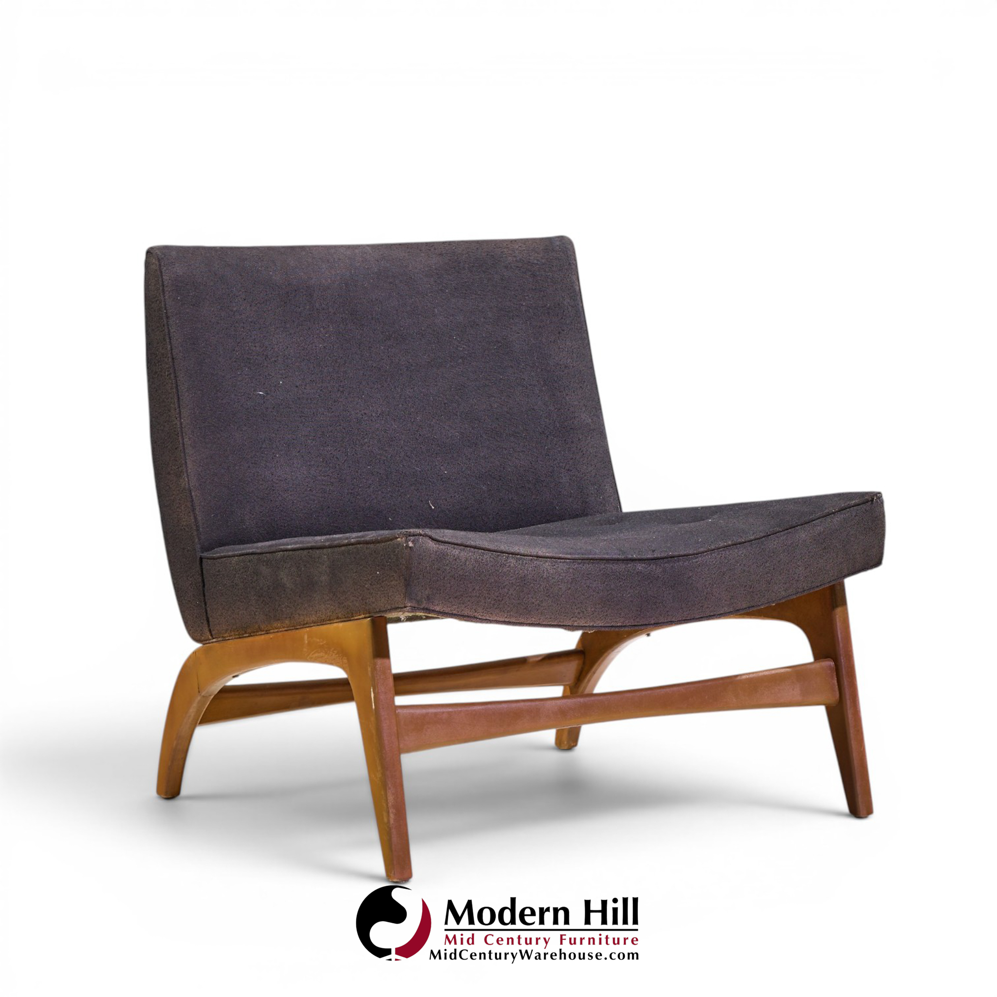 adrian pearsall style mid century walnut slipper chairs - pair