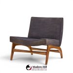 adrian pearsall style mid century walnut slipper chairs - pair
