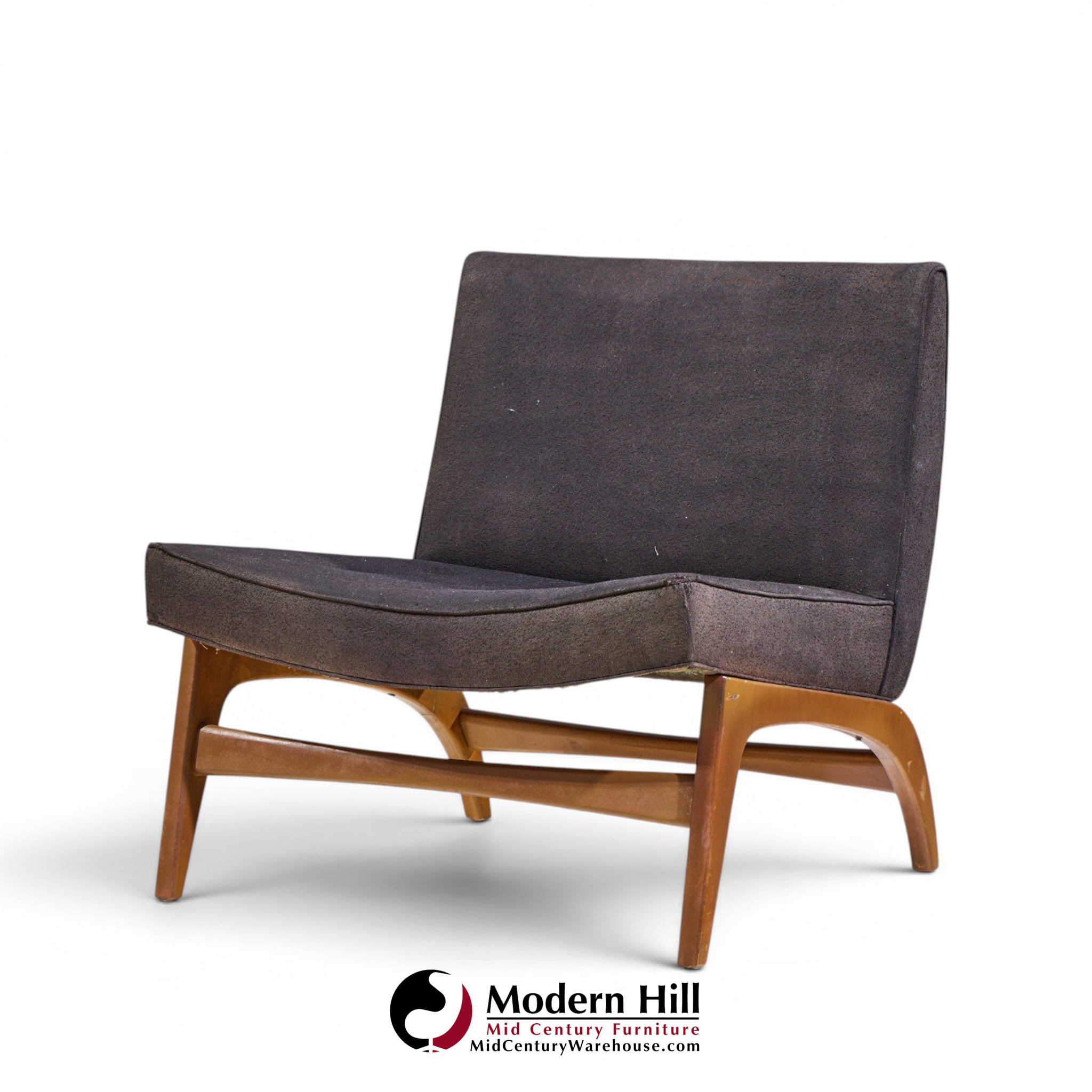 adrian pearsall style mid century walnut slipper chairs - pair
