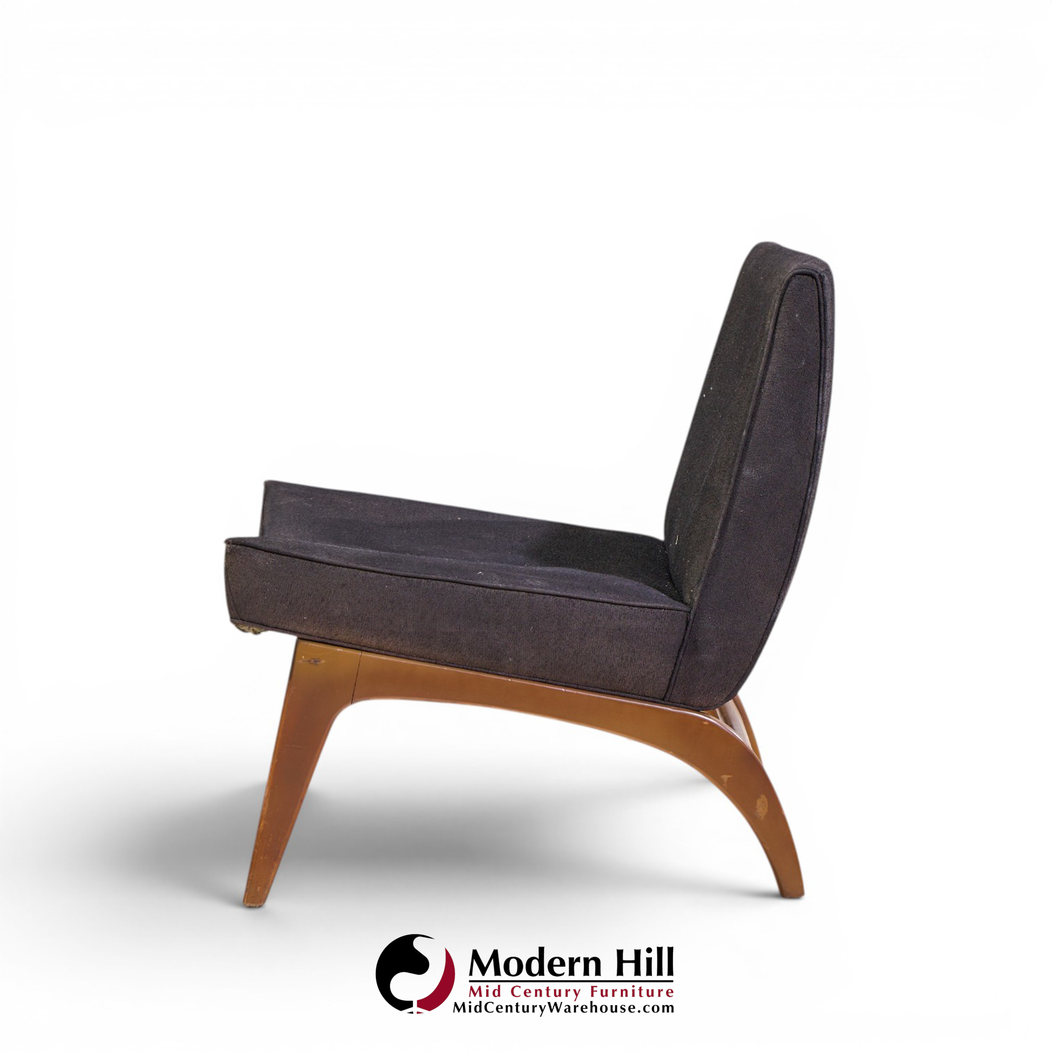 adrian pearsall style mid century walnut slipper chairs - pair