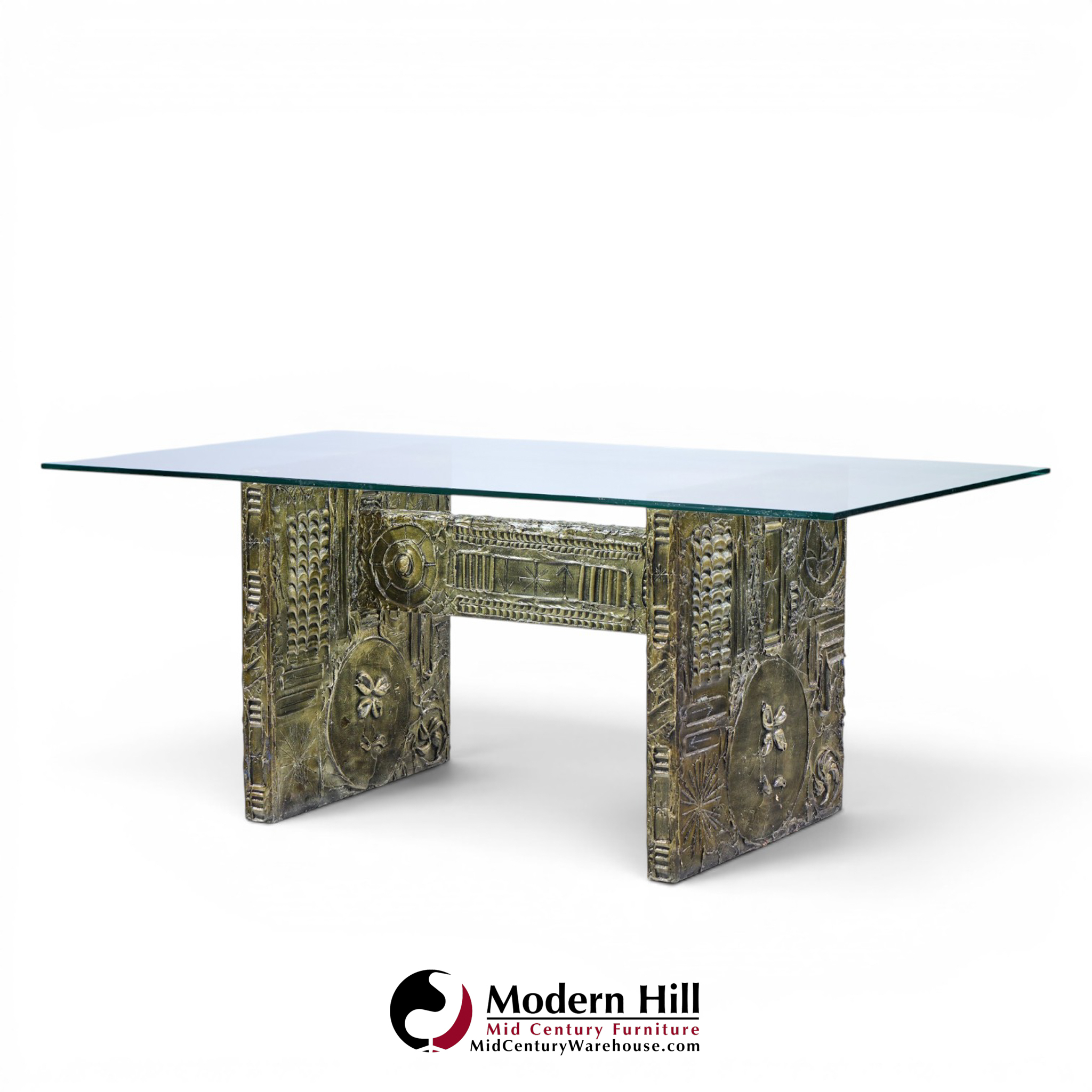 adrian pearsall for craft associates mid century brutalist glass top dining table