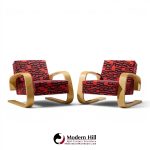 alvar aalto armchair 400 tank mid century bentwood lounge chairs - pair