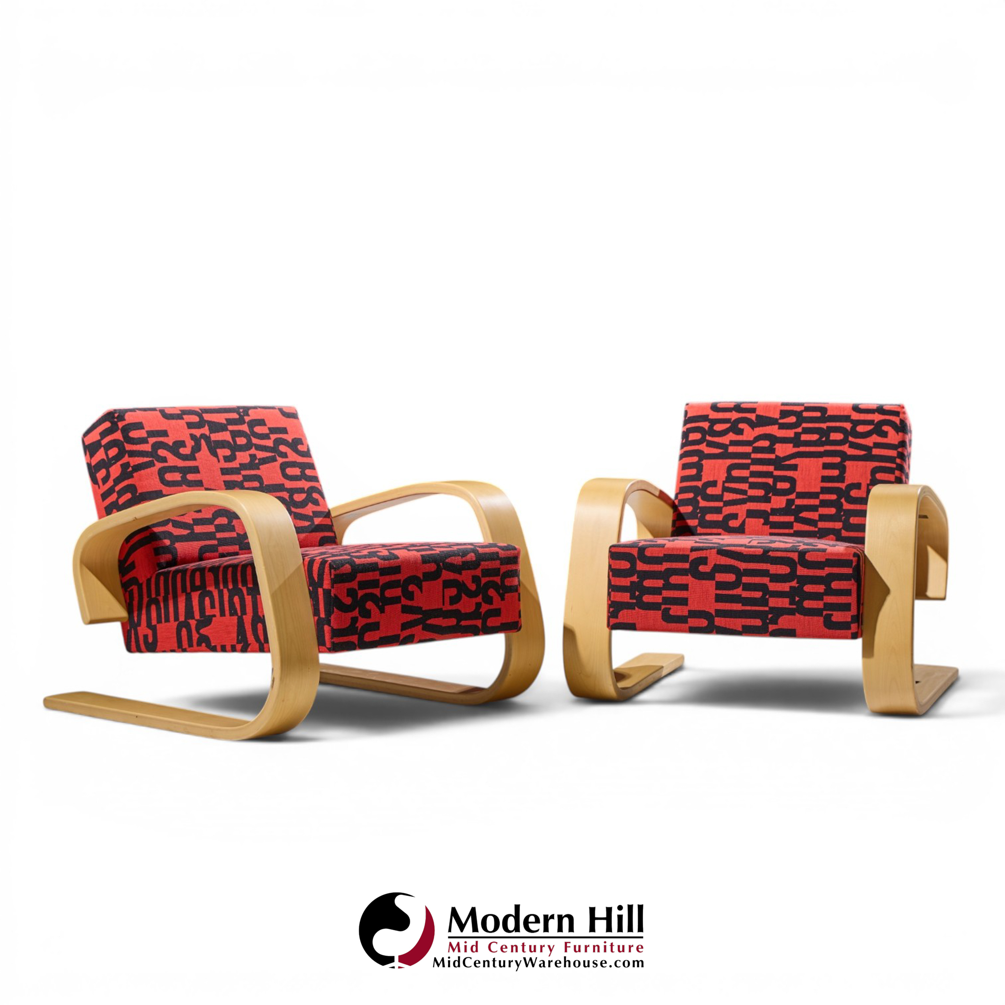 alvar aalto armchair 400 tank mid century bentwood lounge chairs - pair
