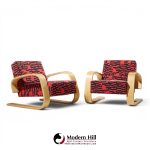 alvar aalto armchair 400 tank mid century bentwood lounge chairs - pair