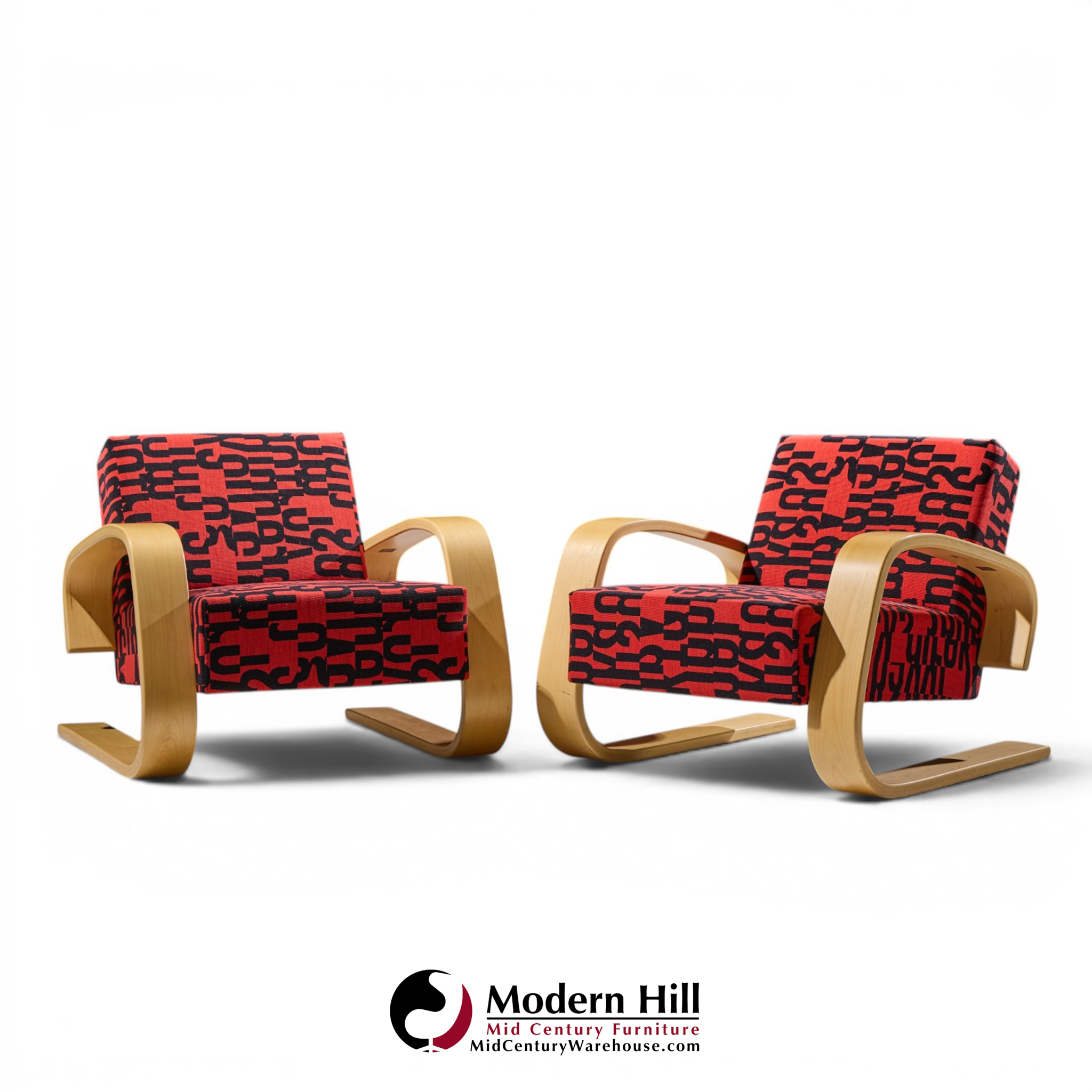 alvar aalto armchair 400 tank mid century bentwood lounge chairs - pair