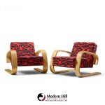 alvar aalto armchair 400 tank mid century bentwood lounge chairs - pair