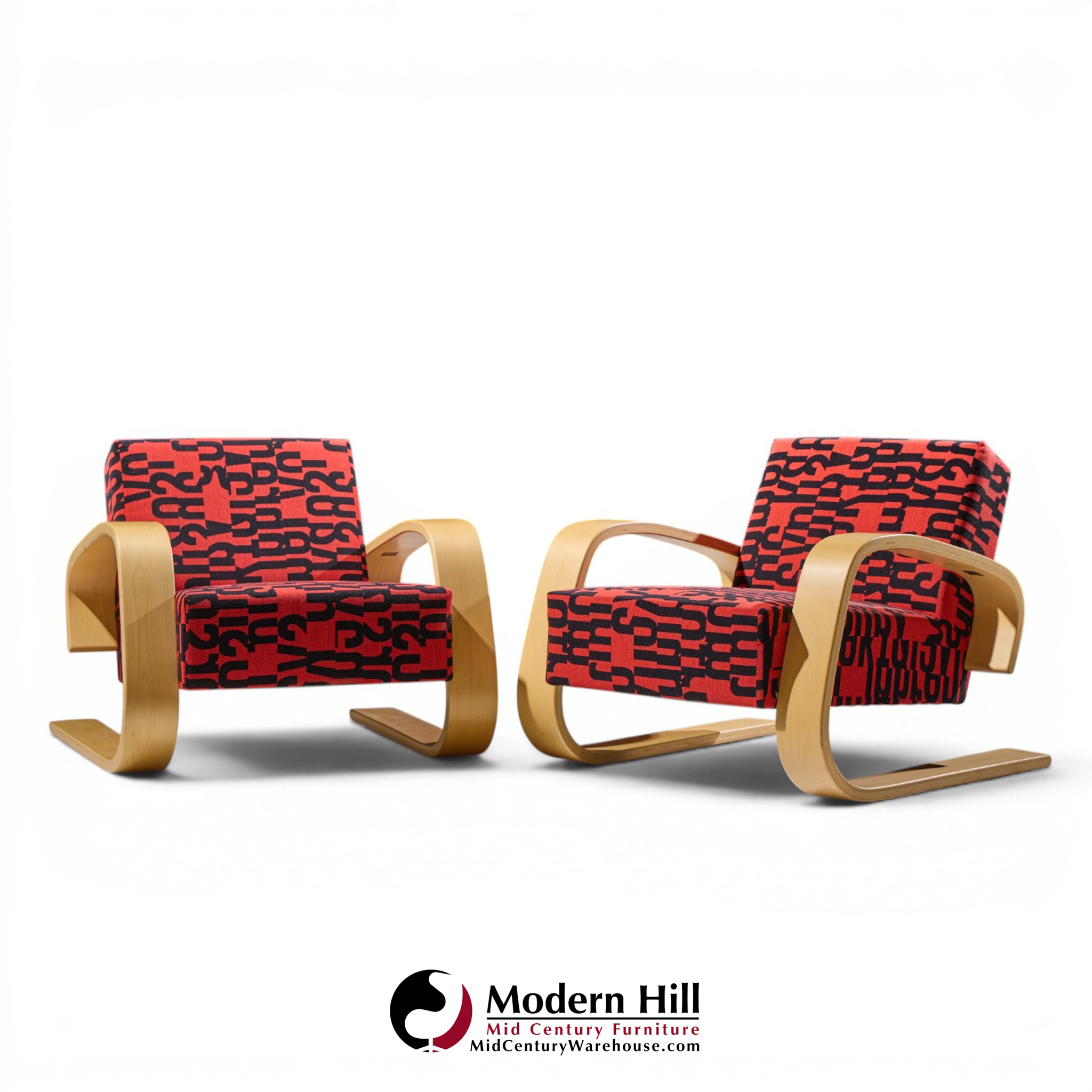 alvar aalto armchair 400 tank mid century bentwood lounge chairs - pair