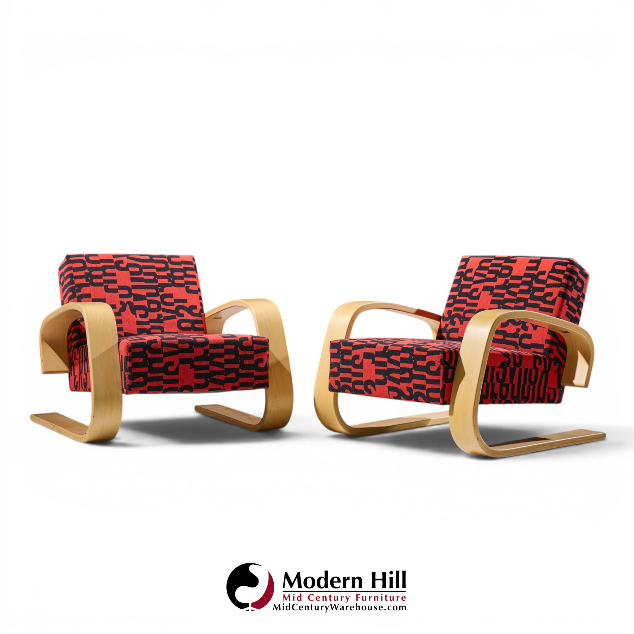 alvar aalto armchair 400 tank mid century bentwood lounge chairs - pair