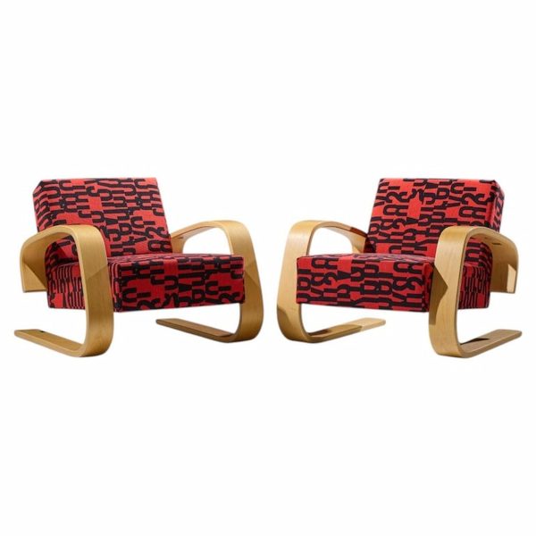 alvar aalto armchair 400 tank mid century bentwood lounge chairs - pair