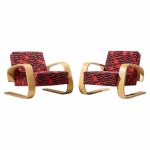 alvar aalto armchair 400 tank mid century bentwood lounge chairs - pair