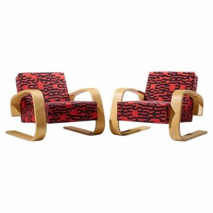 alvar aalto armchair 400 tank mid century bentwood lounge chairs - pair