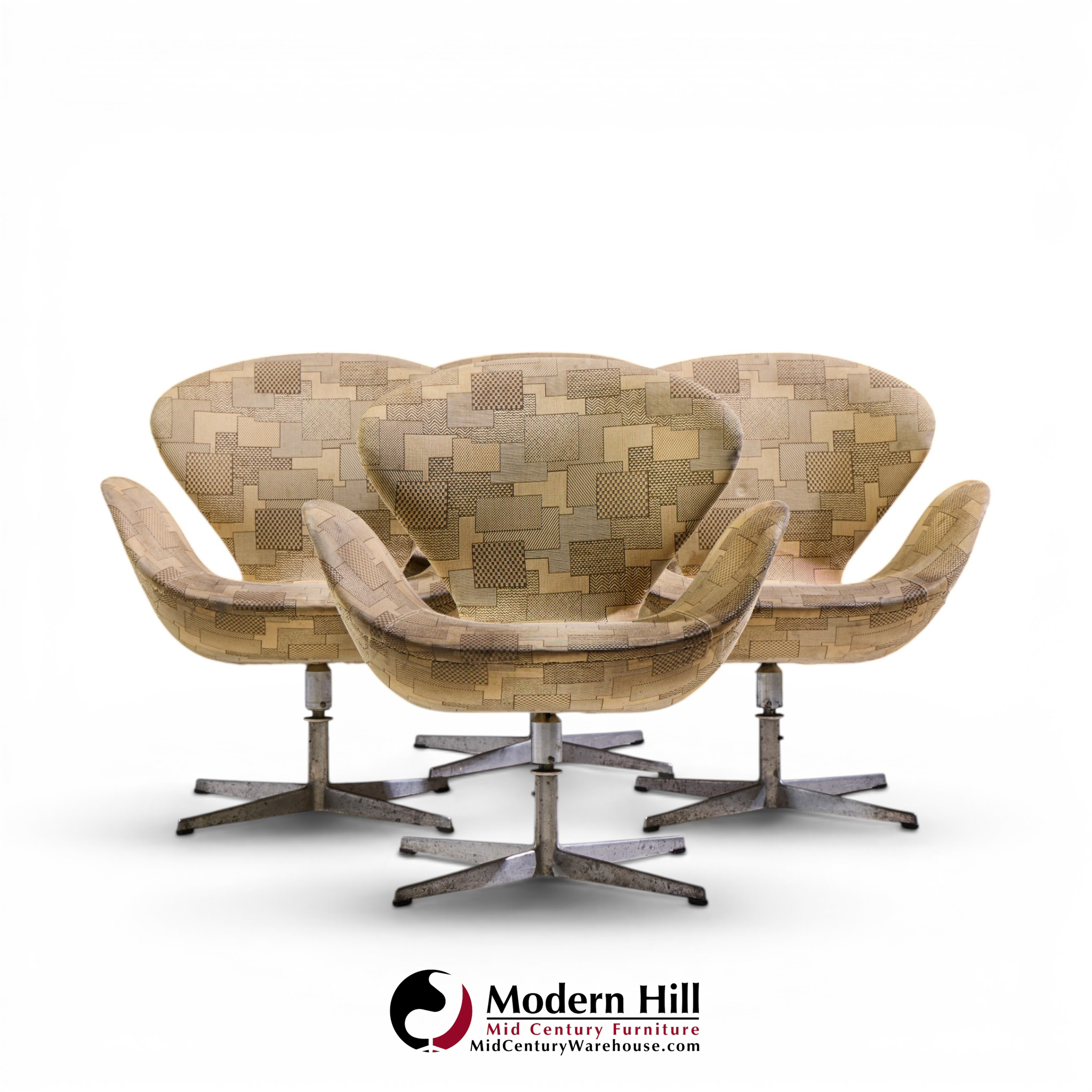 arne jacobsen for fritz hansen mid century swan chairs - set of 4