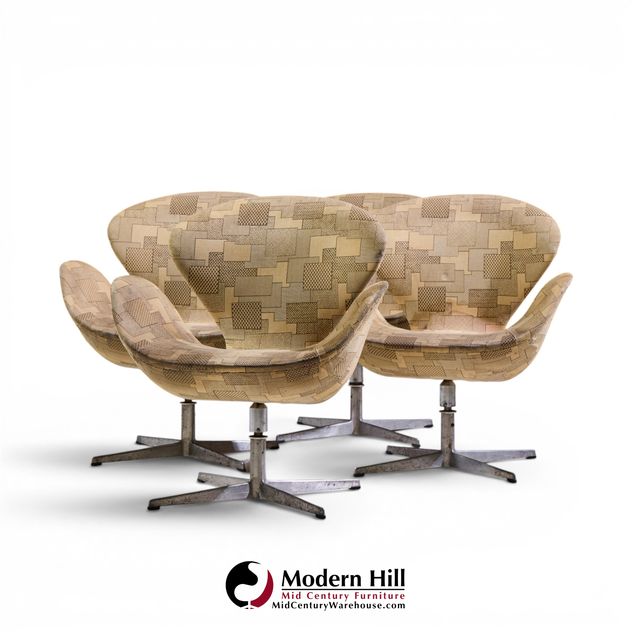 arne jacobsen for fritz hansen mid century swan chairs - set of 4
