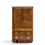 bernhard rohne for mastercraft mid century burlwood and acid etched brass armoire dresser