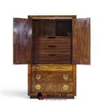 bernhard rohne for mastercraft mid century burlwood and acid etched brass armoire dresser