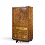 bernhard rohne for mastercraft mid century burlwood and acid etched brass armoire dresser