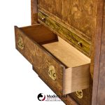 bernhard rohne for mastercraft mid century burlwood and acid etched brass armoire dresser