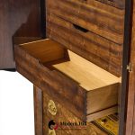 bernhard rohne for mastercraft mid century burlwood and acid etched brass armoire dresser