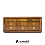 bernhard rohne for mastercraft mid century burlwood and acid etched brass dresser