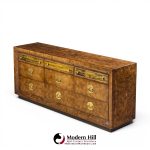 bernhard rohne for mastercraft mid century burlwood and acid etched brass dresser