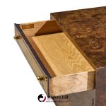 bernhard rohne for mastercraft mid century burlwood and acid etched brass nightstands - pair