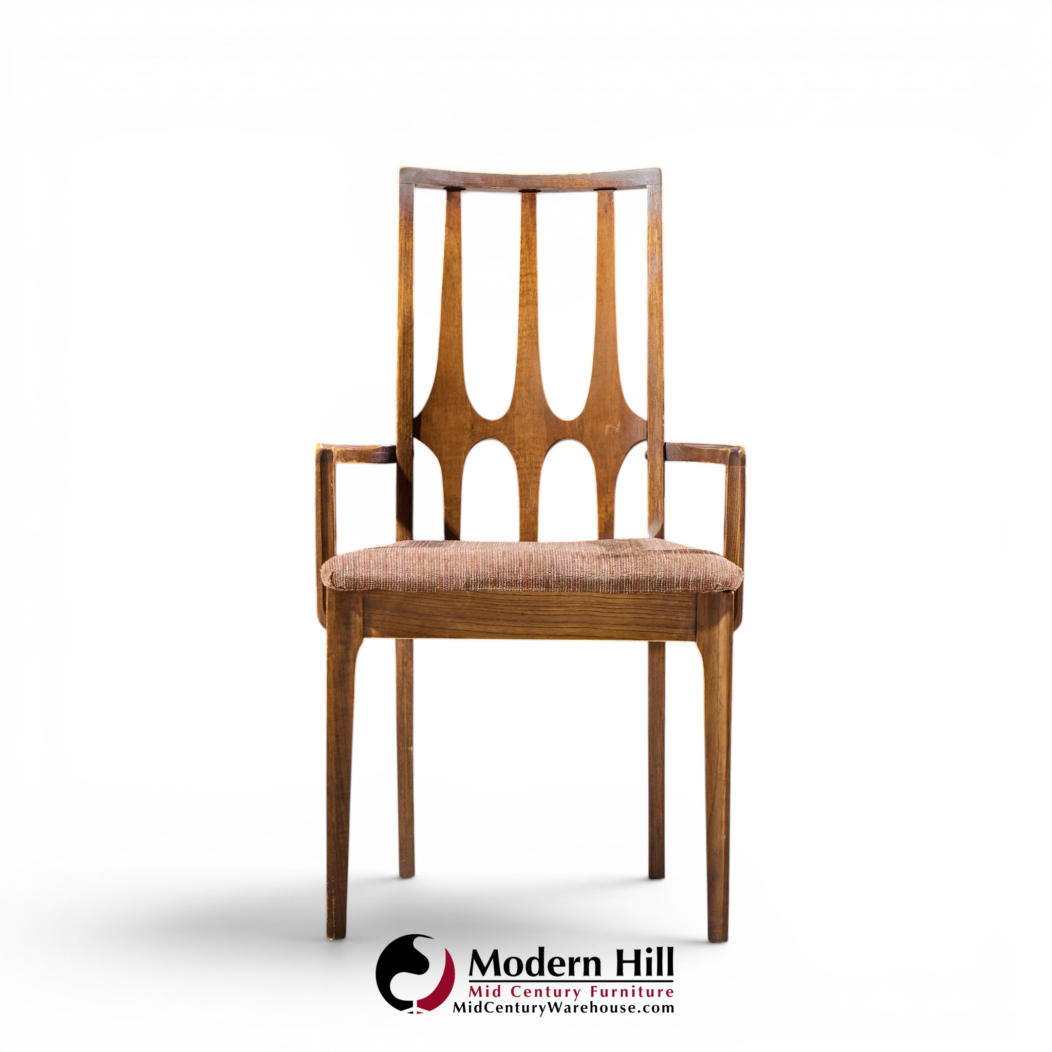 broyhill brasilia mid century walnut arm dining chair