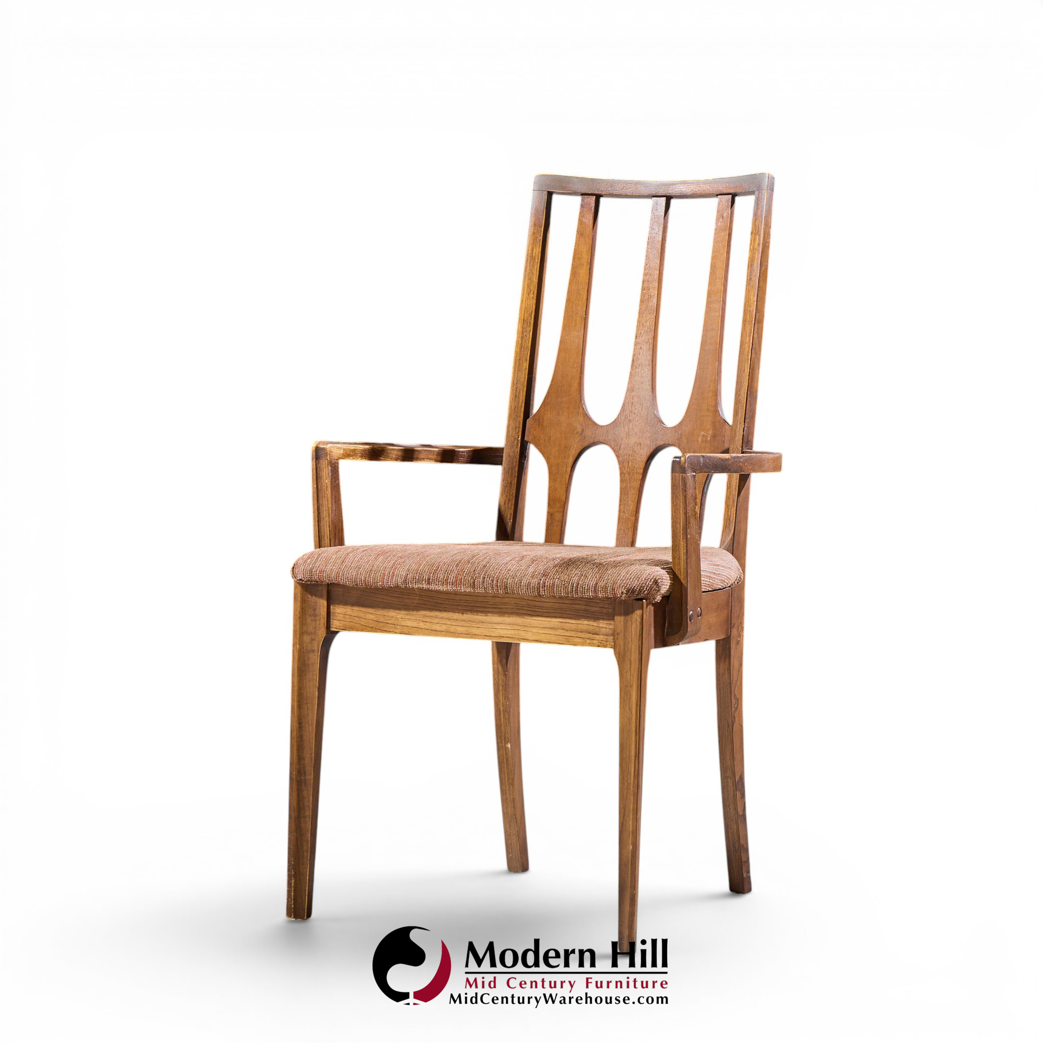 broyhill brasilia mid century walnut arm dining chair