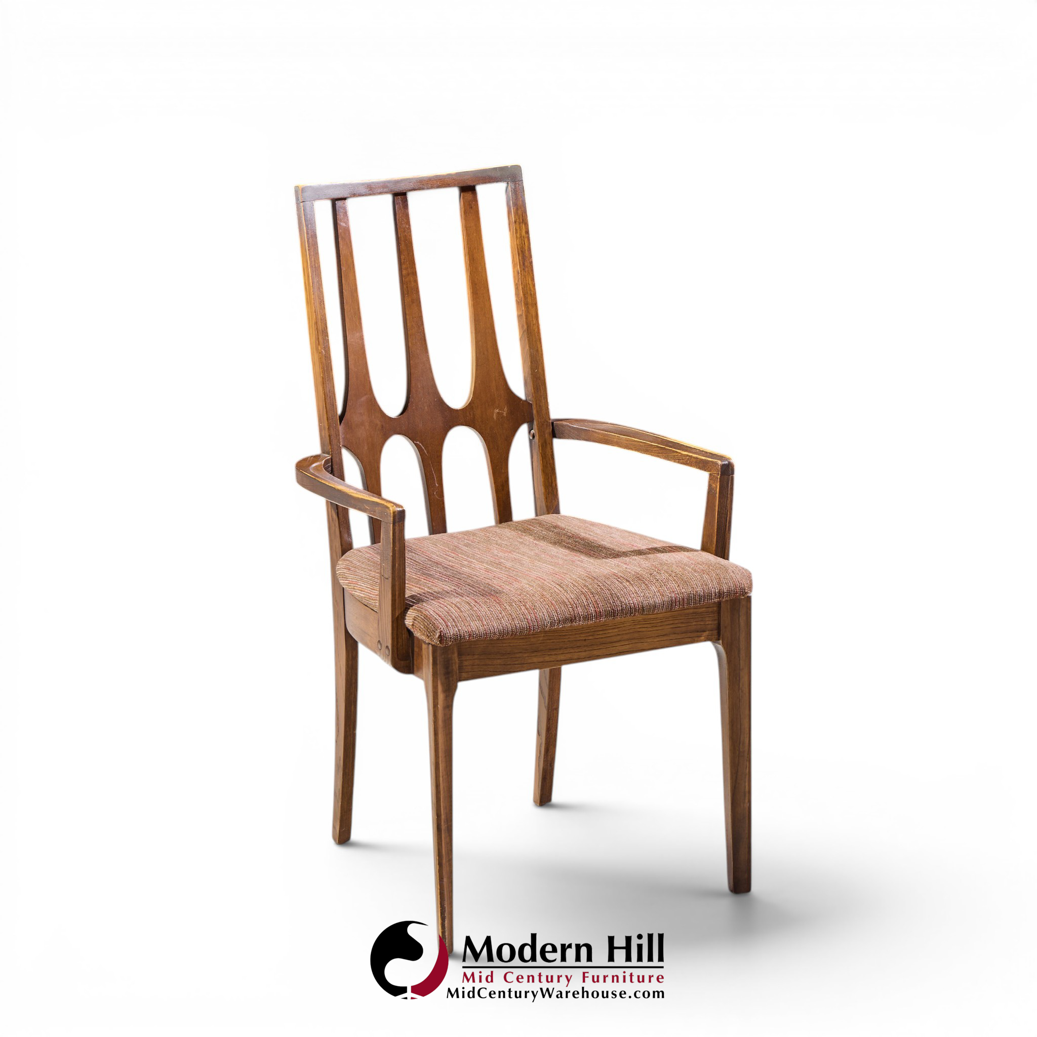 broyhill brasilia mid century walnut arm dining chair