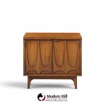 broyhill brasilia mid century walnut commode nightstands - pair