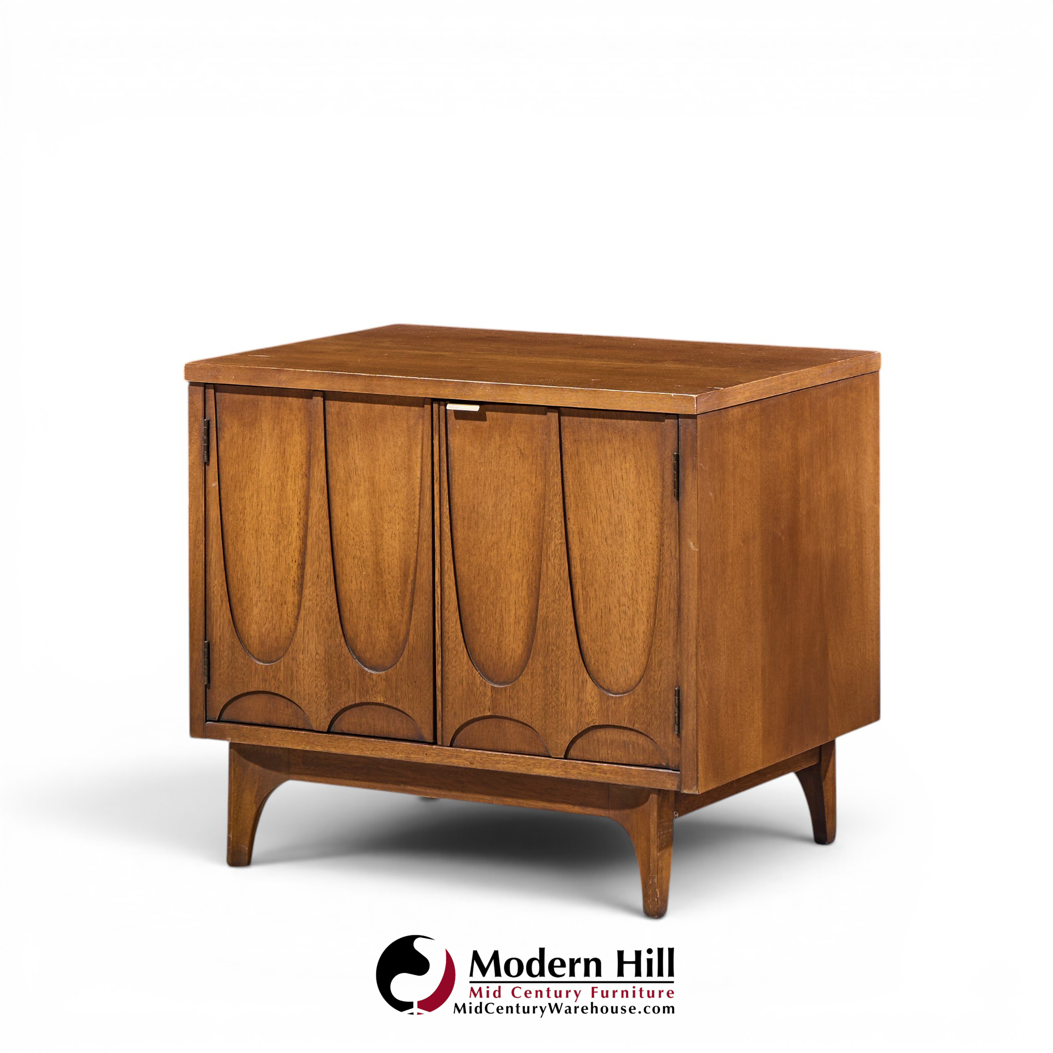 broyhill brasilia mid century walnut commode nightstands - pair