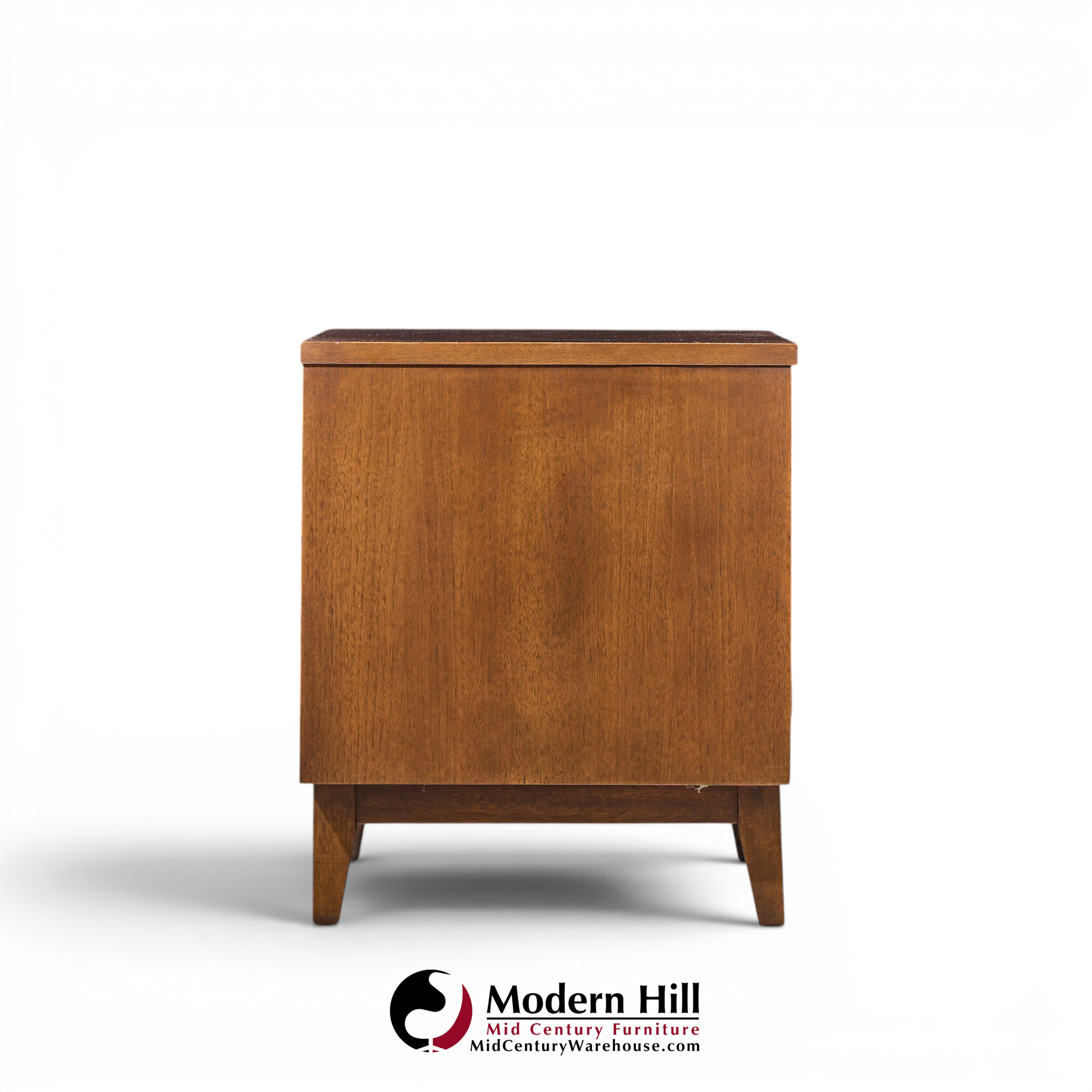broyhill brasilia mid century walnut commode nightstands - pair