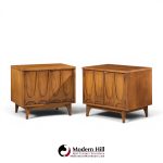 broyhill brasilia mid century walnut commode nightstands - pair