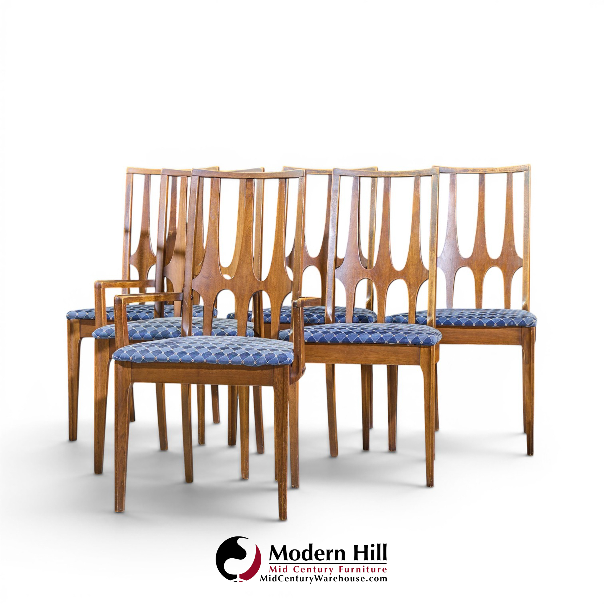 broyhill brasilia mid century walnut dining chairs - set of 6
