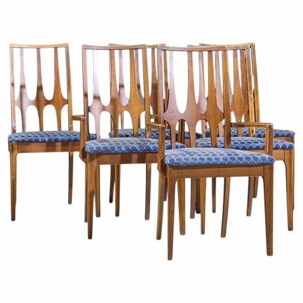broyhill brasilia mid century walnut dining chairs - set of 6