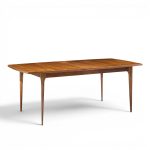 broyhill brasilia mid century walnut expanding dining table with 1 leaf