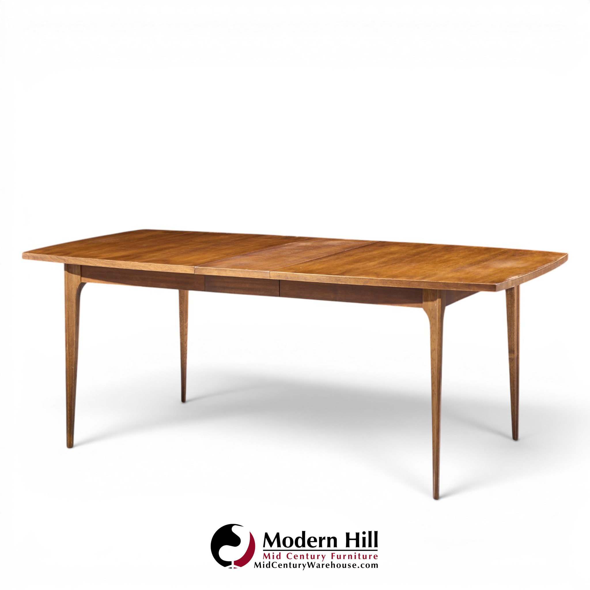 broyhill brasilia mid century walnut expanding dining table with 1 leaf