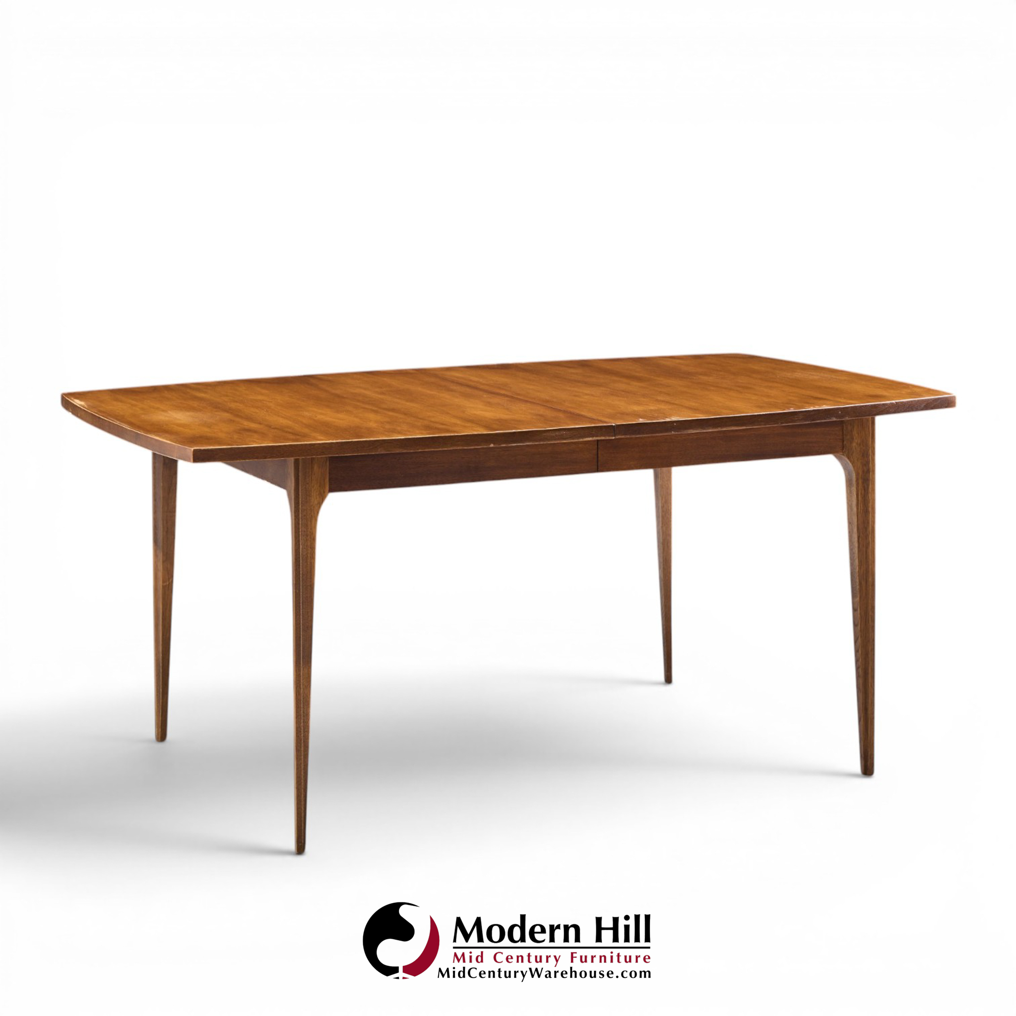 broyhill brasilia mid century walnut expanding dining table with 1 leaf