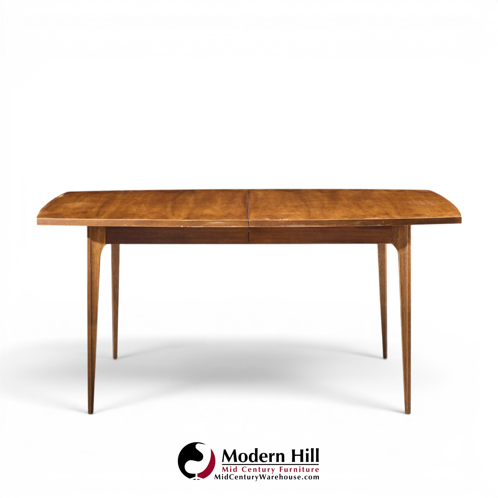 broyhill brasilia mid century walnut expanding dining table with 1 leaf