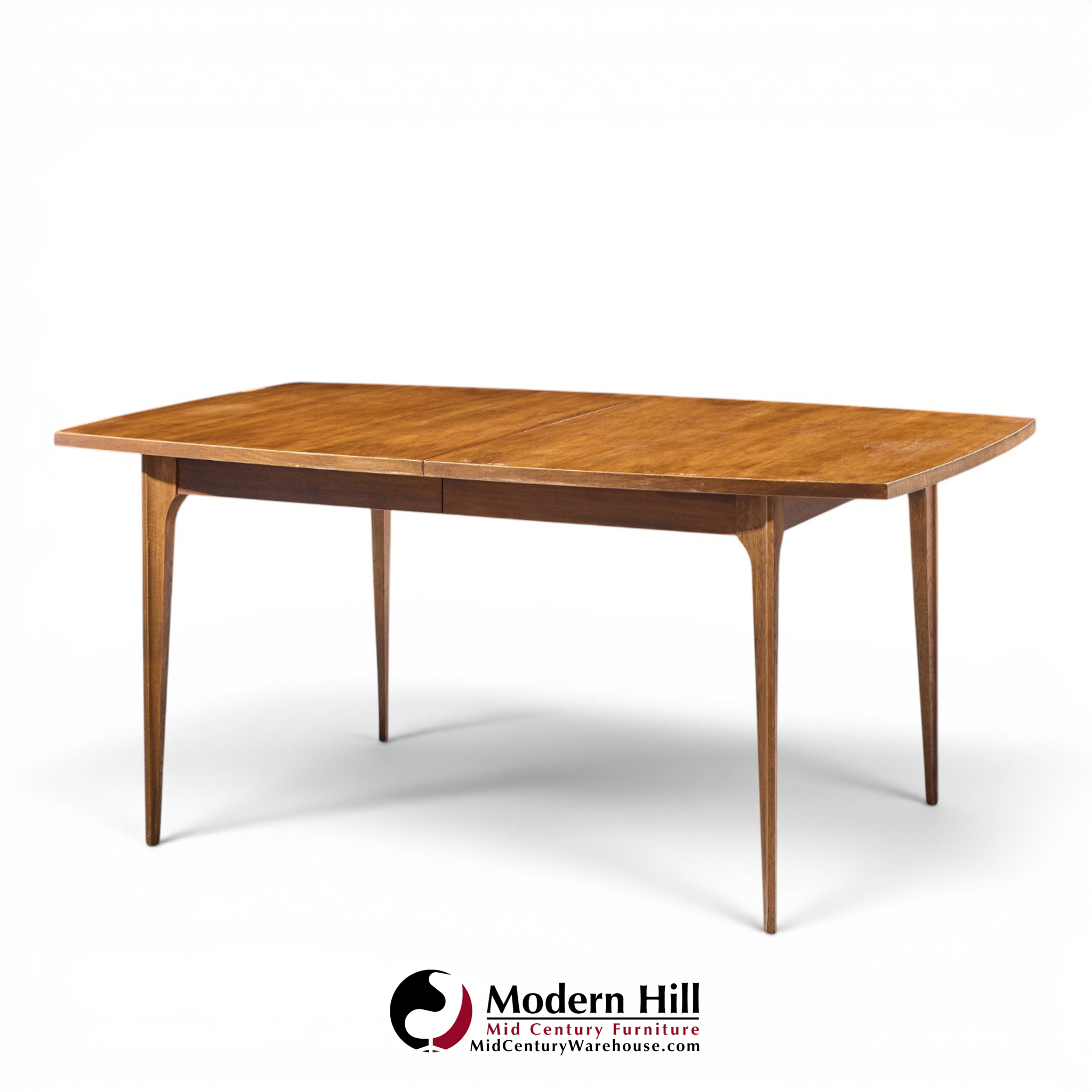 broyhill brasilia mid century walnut expanding dining table with 1 leaf