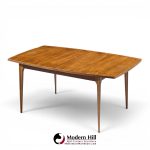 broyhill brasilia mid century walnut expanding dining table with 1 leaf
