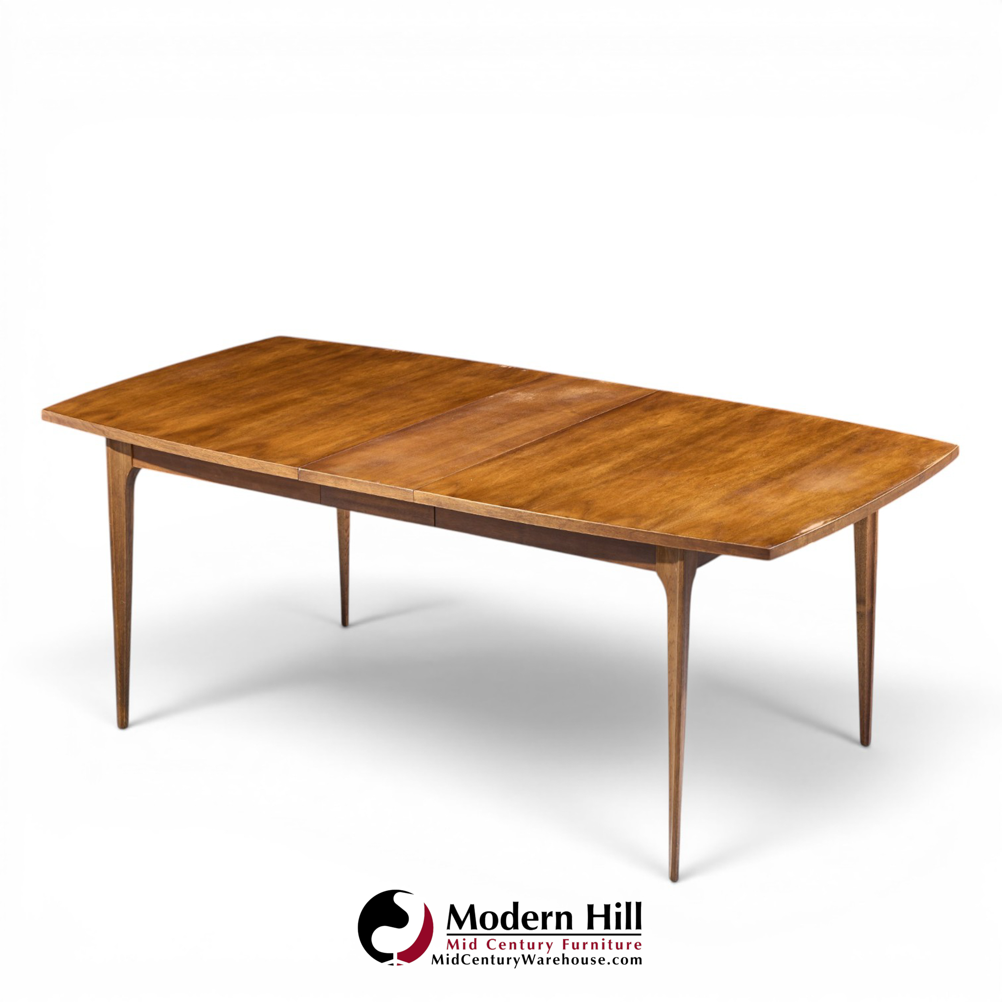 broyhill brasilia mid century walnut expanding dining table with 1 leaf