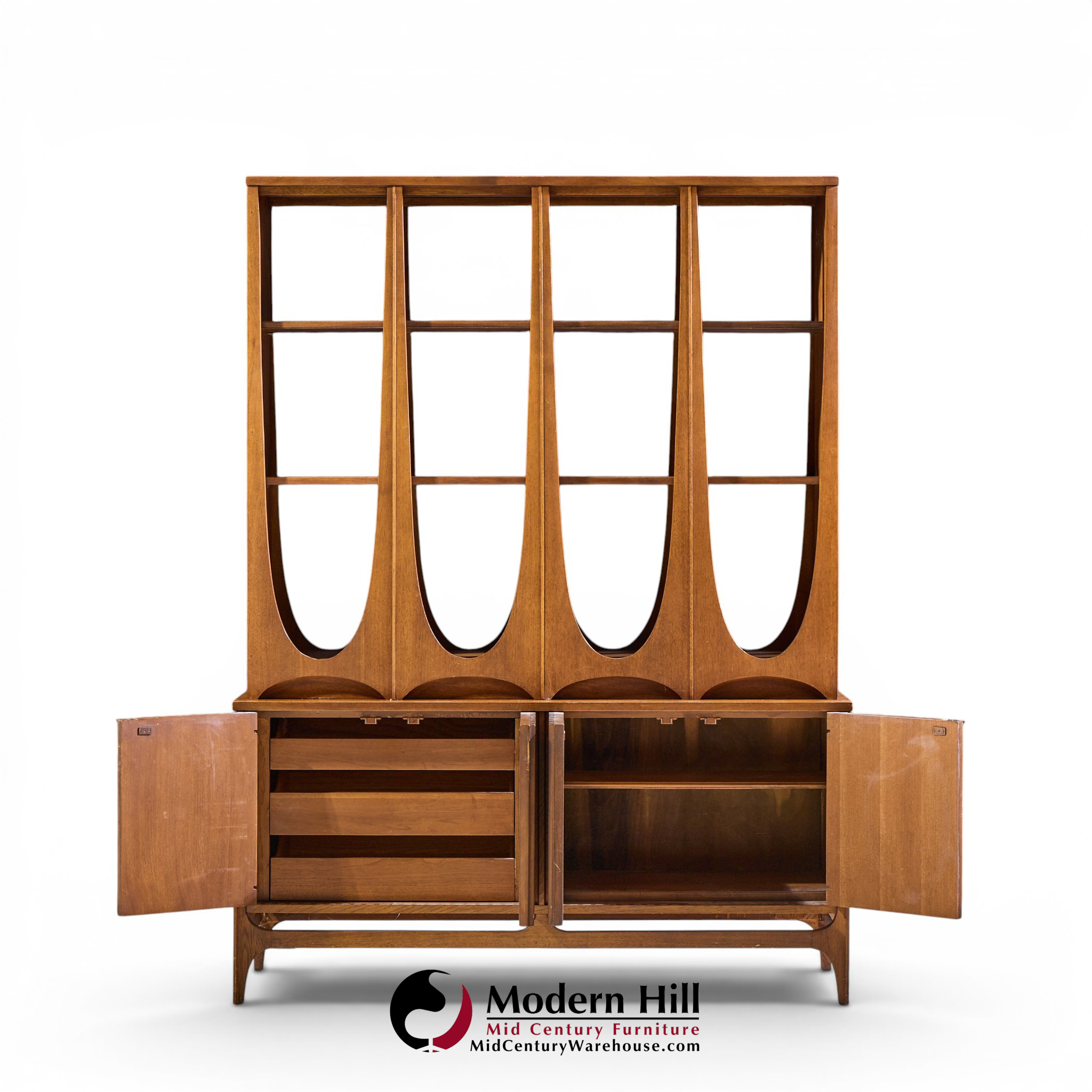 broyhill brasilia mid century walnut room divider
