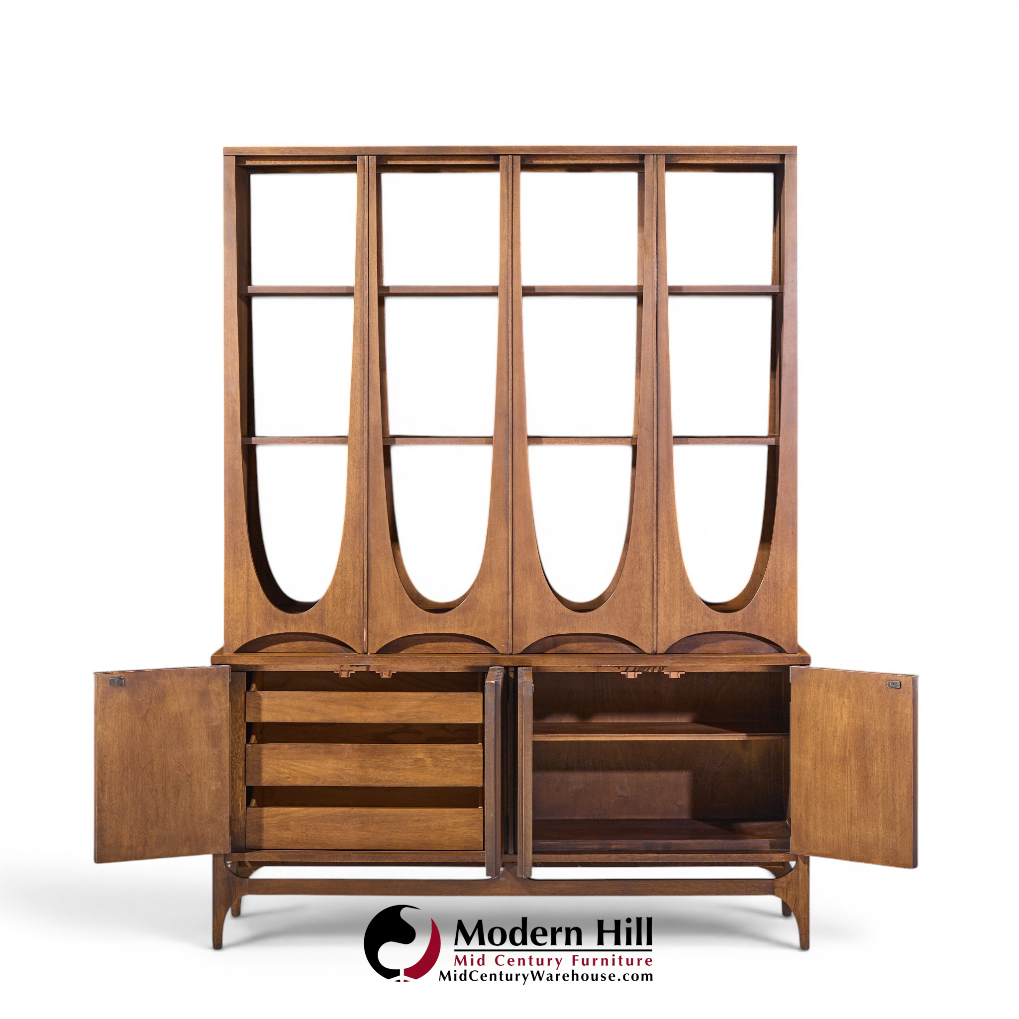 broyhill brasilia mid century walnut room divider