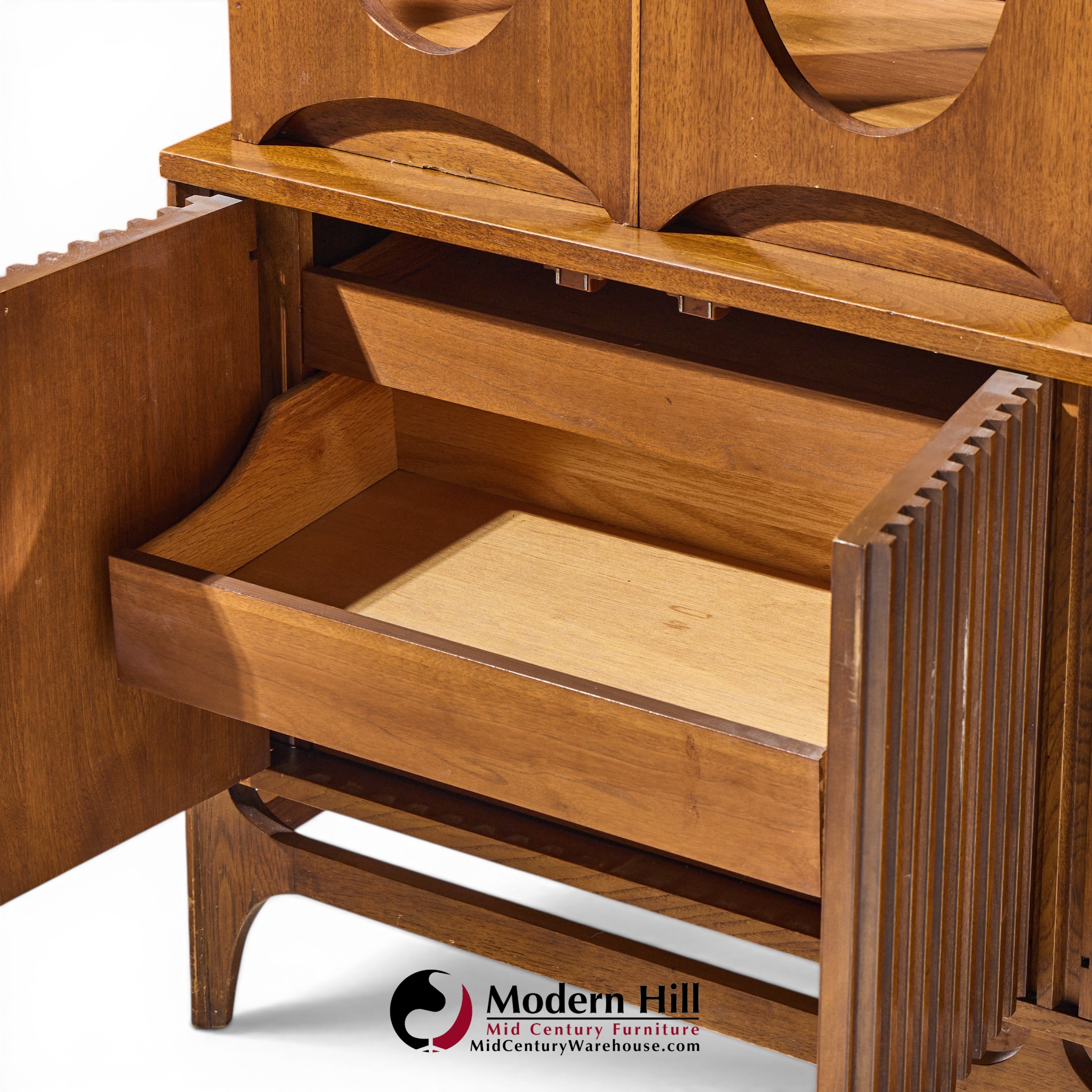 broyhill brasilia mid century walnut room divider