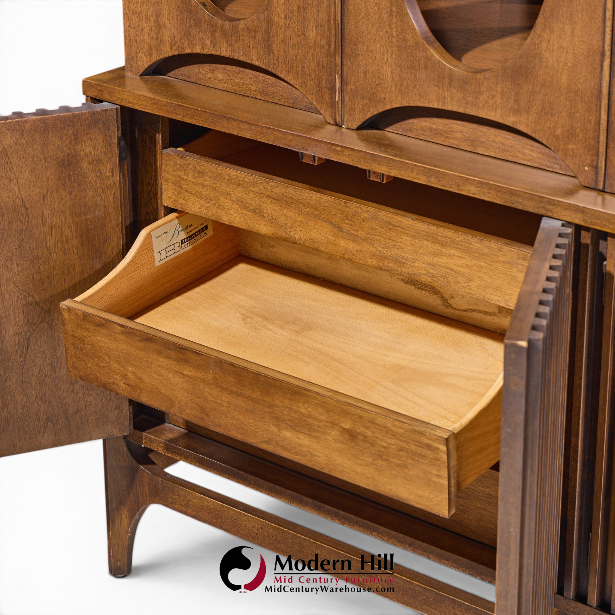 broyhill brasilia mid century walnut room divider