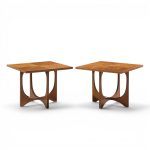 broyhill brasilia mid century walnut side tables - pair