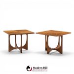 broyhill brasilia mid century walnut side tables - pair