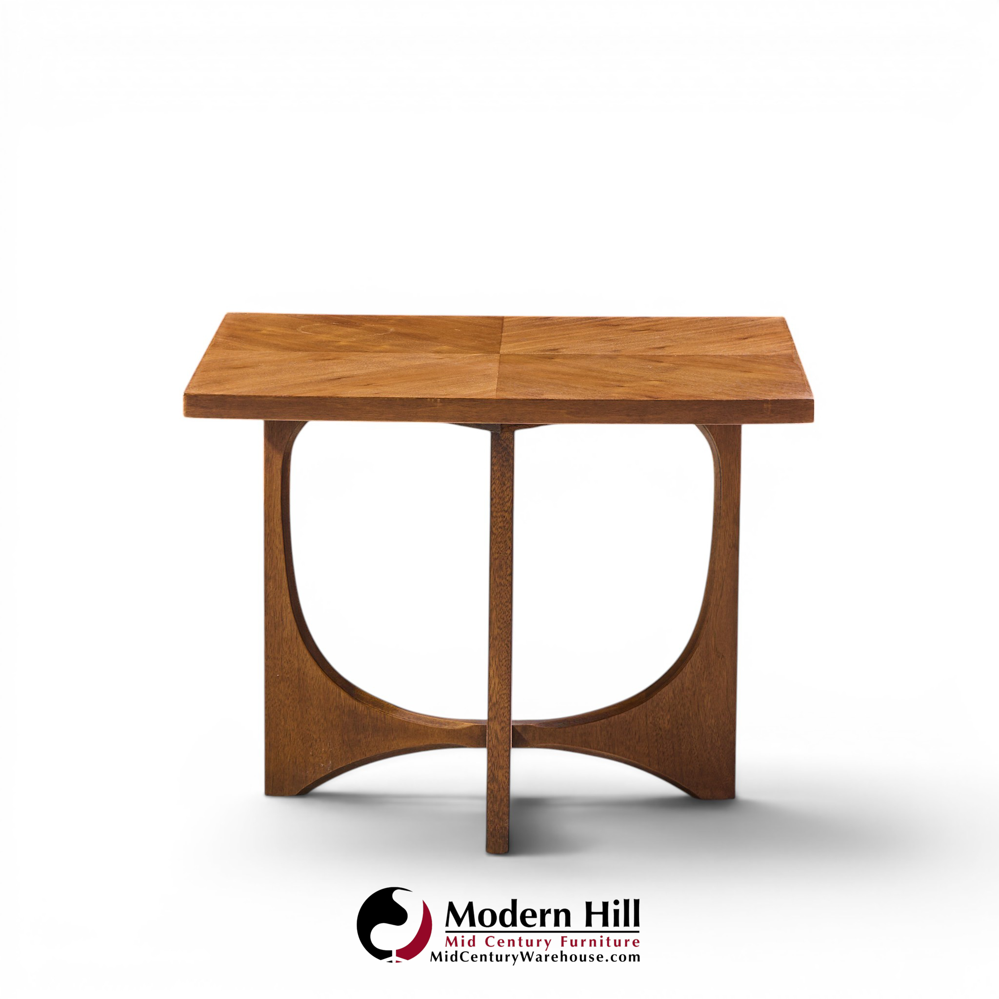 broyhill brasilia mid century walnut side tables - pair