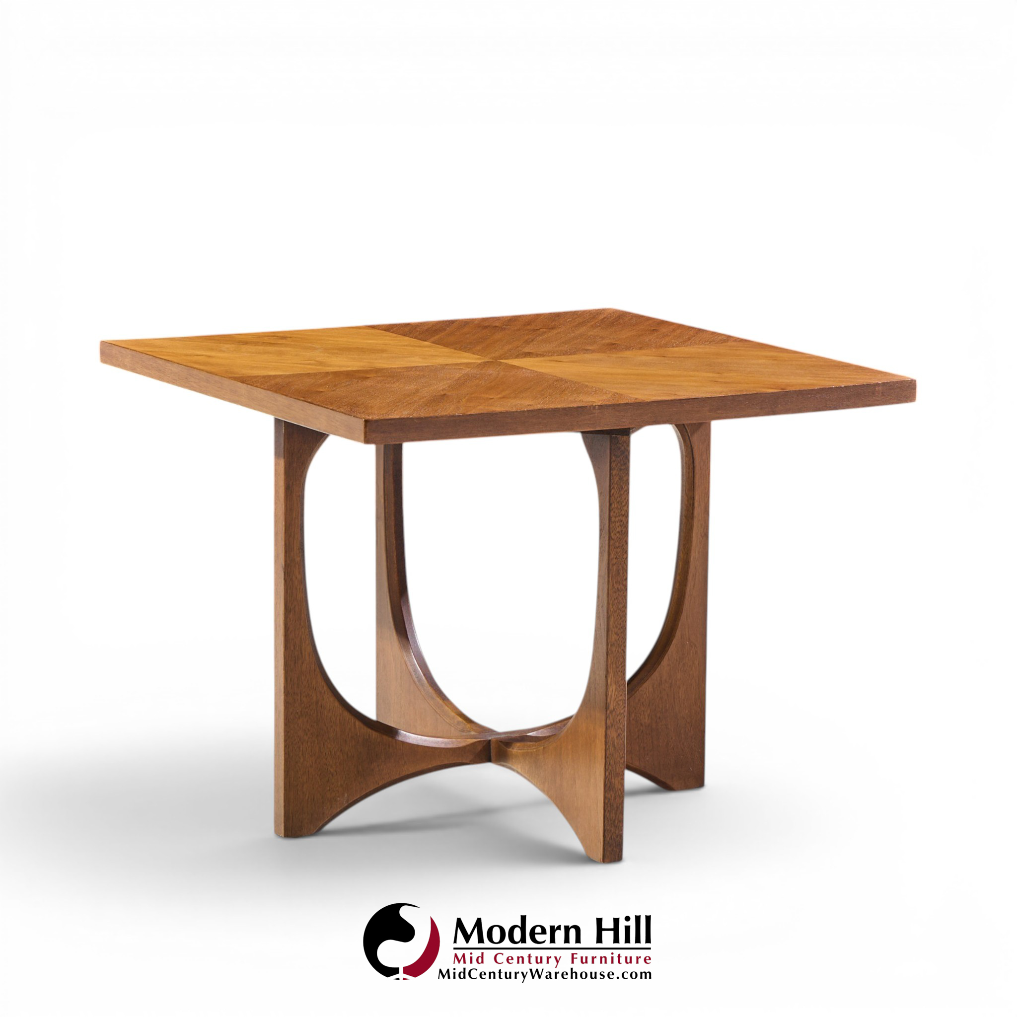 broyhill brasilia mid century walnut side tables - pair