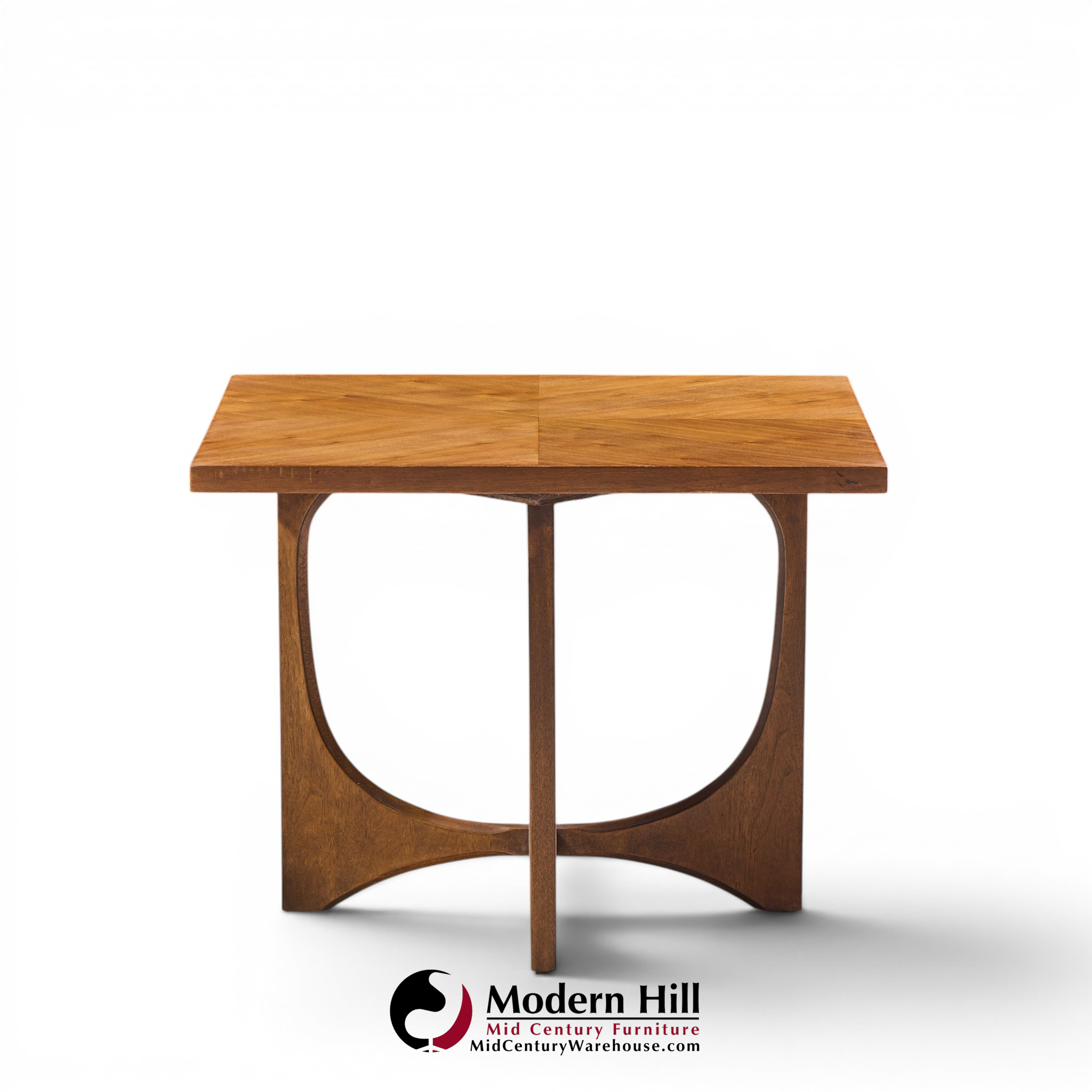 broyhill brasilia mid century walnut side tables - pair